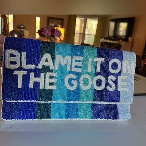 Beaded Clutch with Blue Stripes